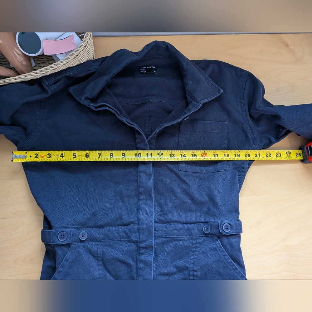 FRANK & OAK Women Romper Size M Navy Blue Straight Leg Buttons Closure - Picture 11 of 16